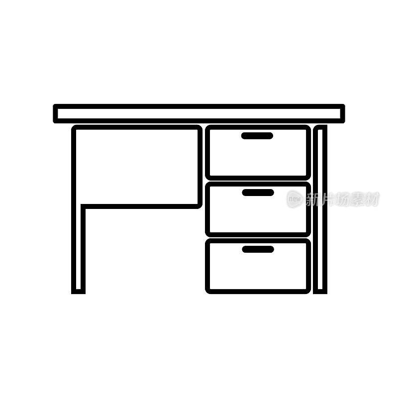 Computer desk icon, flat design
